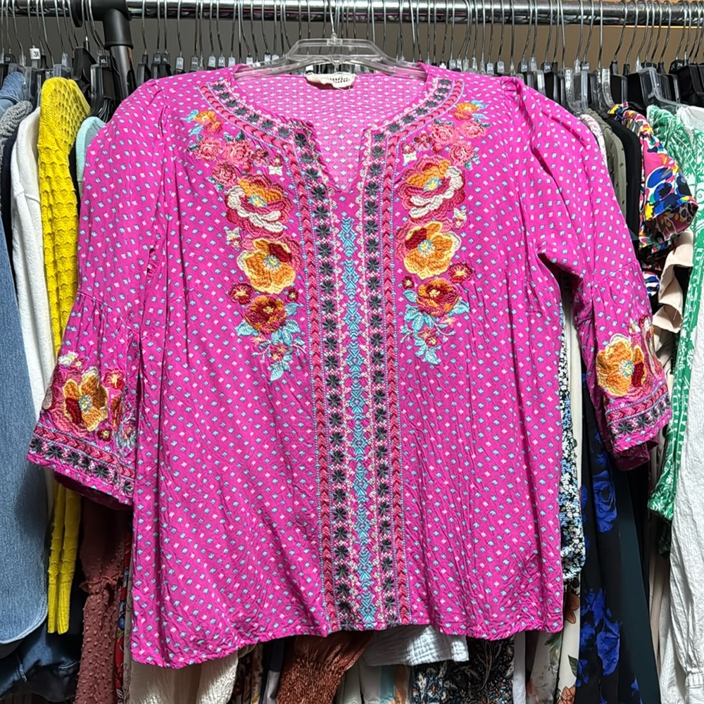 Savanna Jane Pink Floral Embroidered Blouse